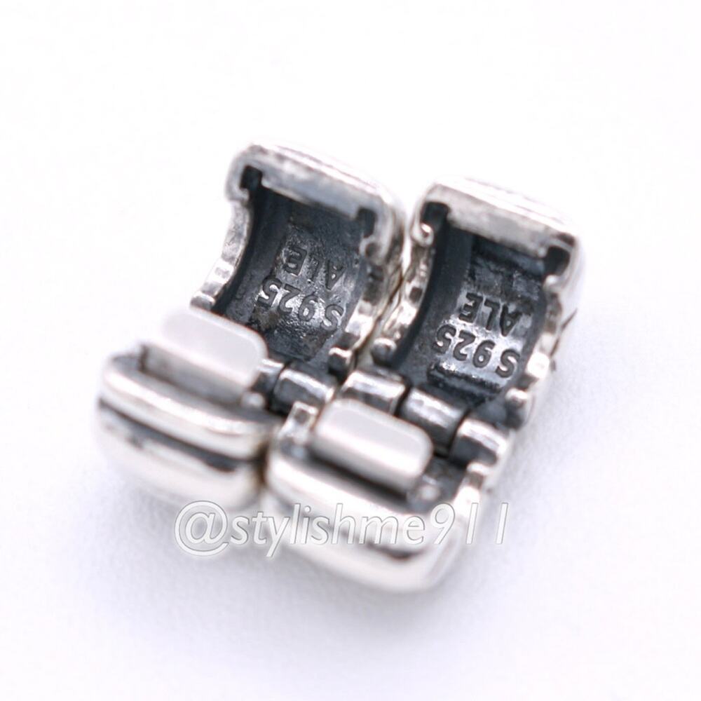 Two Authentic PANDORA Grooved Clips - 790163 - Picture 5 of 9